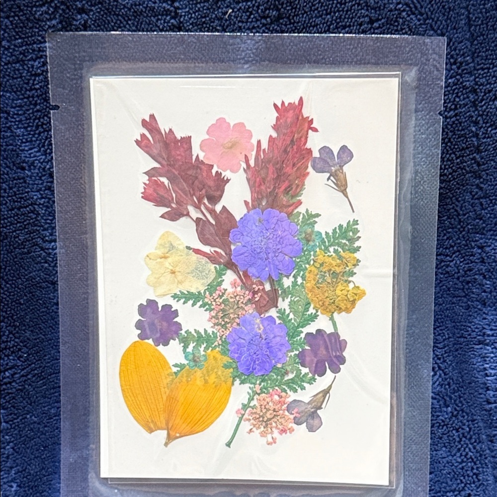 Pressed Flower Art Card - Colorful Botanical Bouquet